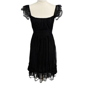 Ever Pretty Womens Mesh‎ Babydoll Dress Small Black Coquette Whimsigoth Y2K